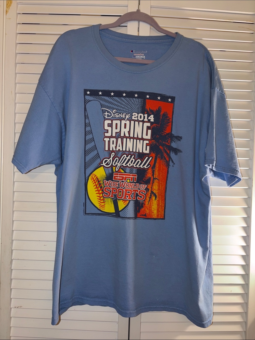 Disney 2014 ESPN Spring Training Softball Blue Graphic Champion T-Shirt 2XL